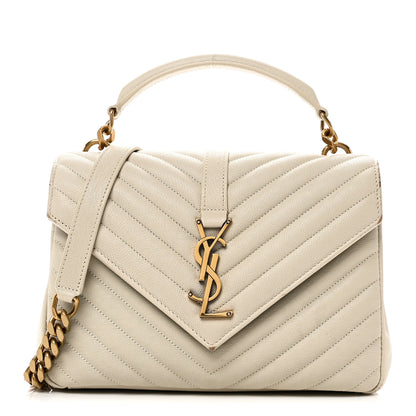 Saint Laurent Sheepskin Matelasse Chevron Monogram Medium College Bag Crema Soft 1 of 11