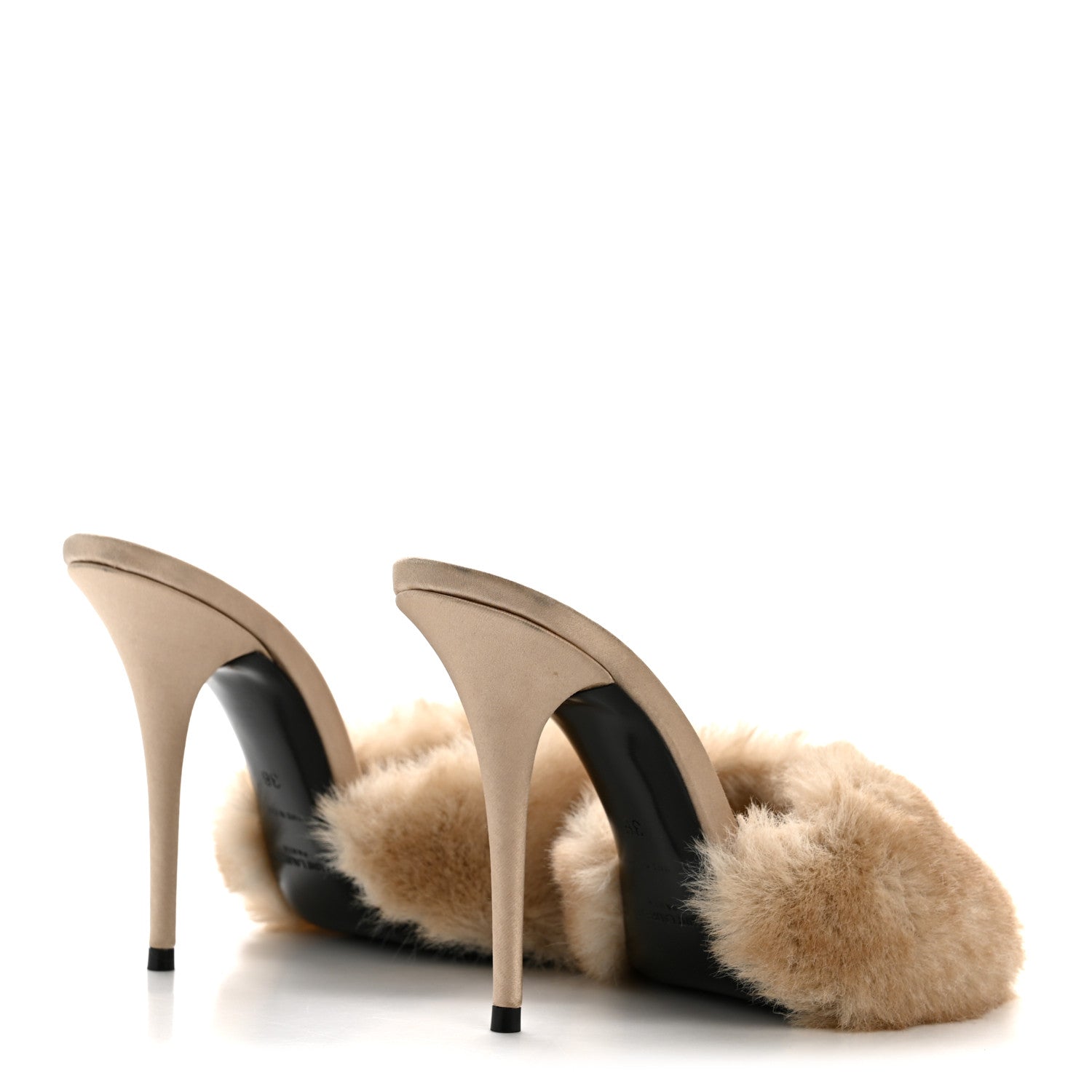 Saint Laurent Faux Fur La 16 Mule Sandals 36 Light Beige 5 of 9