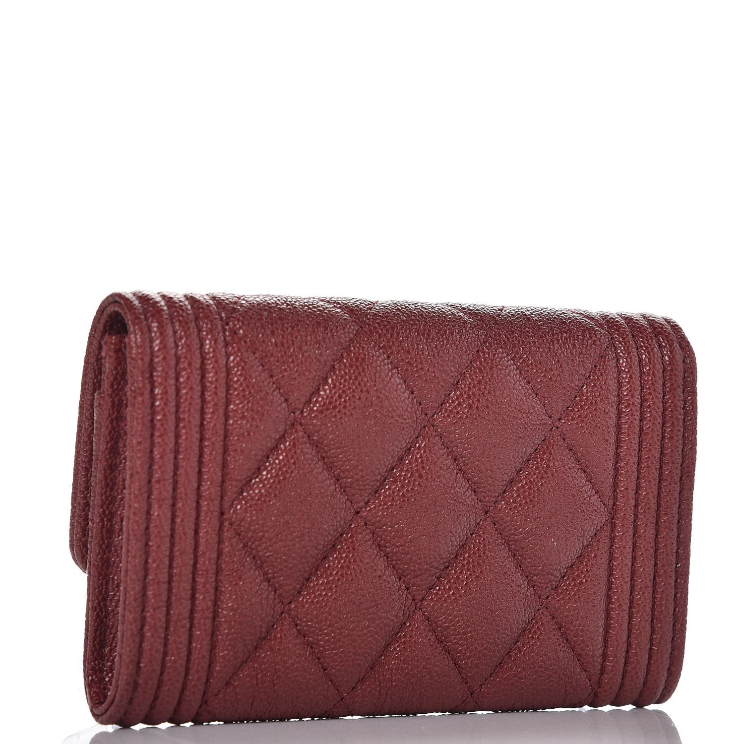 Chanel Caviar Quilted Boy Card Holder Wallet Burgundy 3 of 9
