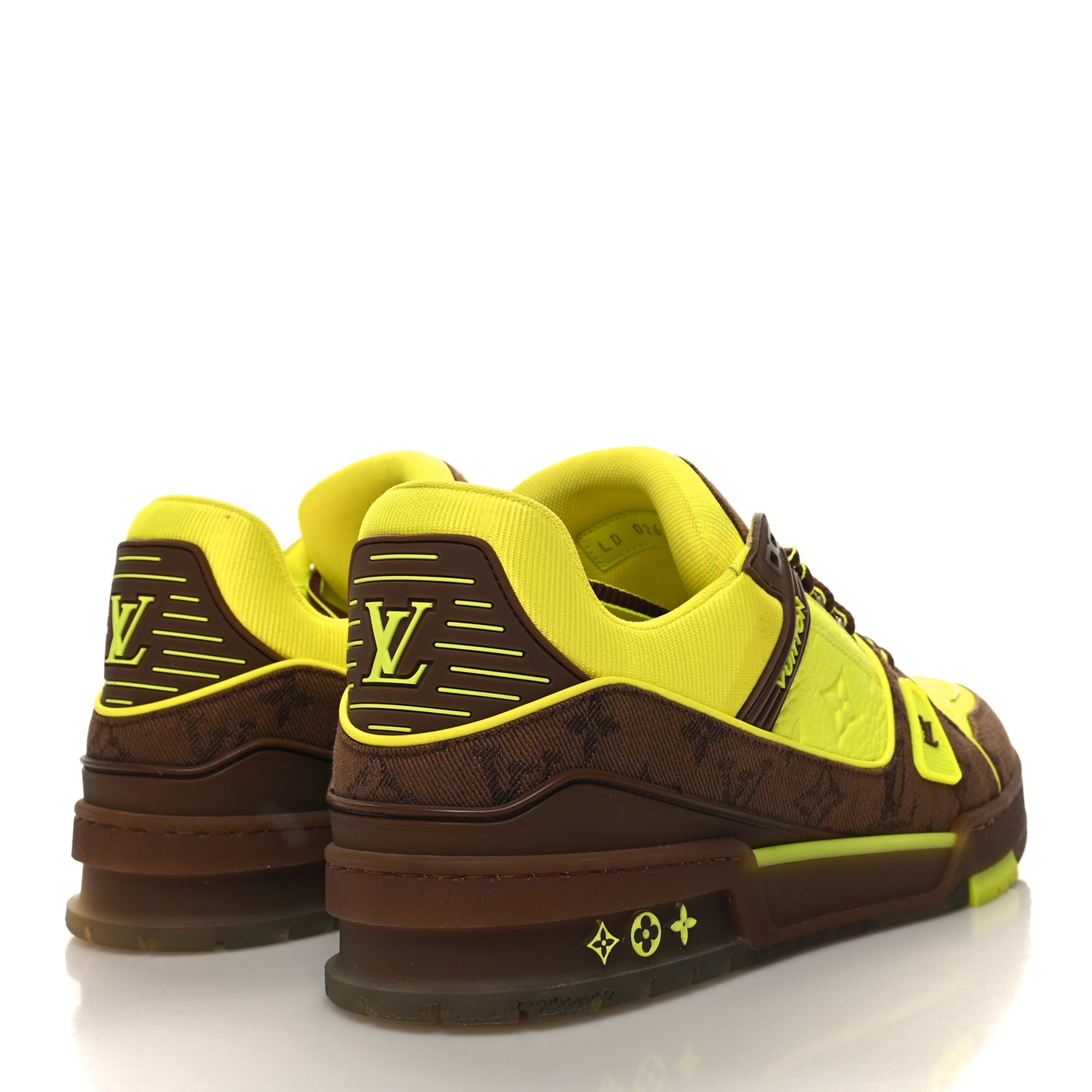 Calfskin Mens LV Trainer Sneakers 9.5 Yellow Brown
