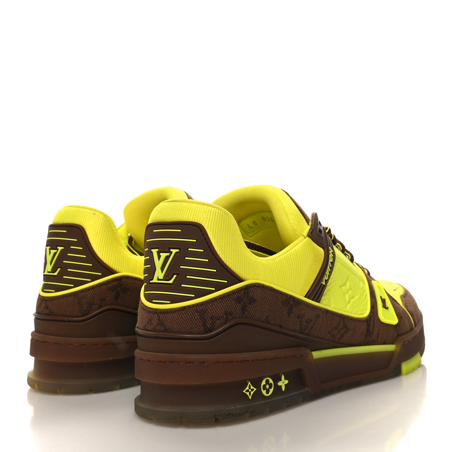 Louis Vuitton Calfskin Mens LV Trainer Sneakers 9.5 Yellow Brown 4 of 8