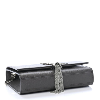 Saint Laurent Grain De Poudre Small Classic Monogram Kate Tassel Satchel Earth 3 of 7