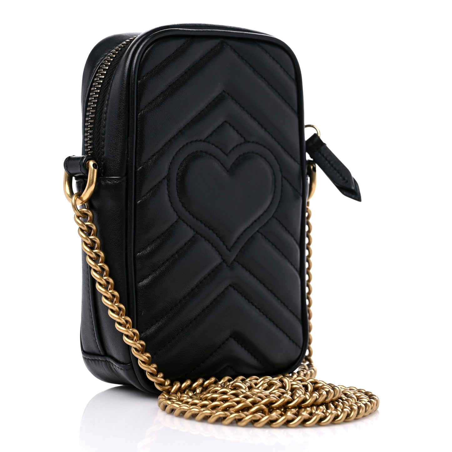 Calfskin Matelasse Mini GG Marmont Crossbody Bag Black
