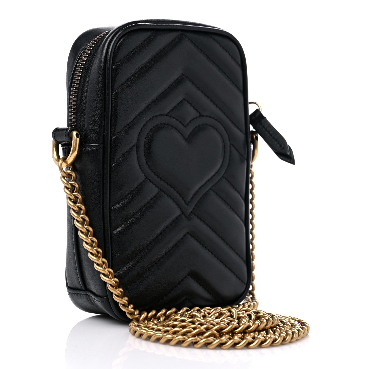Gucci Calfskin Matelasse Mini GG Marmont Crossbody Bag Black 3 of 10