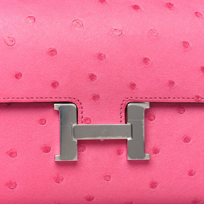 Hermes Ostrich Constance Long Wallet Rose Tyrien 7 of 10