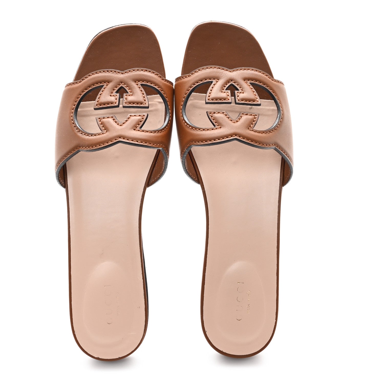 Gucci Cosmos Softy Calfskin Interlocking G Cut Out Slide Sandals 41 Cuir 2 of 10