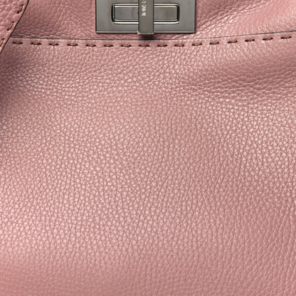Fendi Cuoio Romano Selleria Bi-Color Medium Peekaboo Iconic Satchel English Rose Camelia 9 of 12