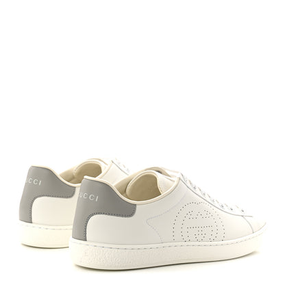 Gucci Calfskin Interlocking G Perforated Womens Ace Sneakers 37.5 White Grey Sky 4 of 10