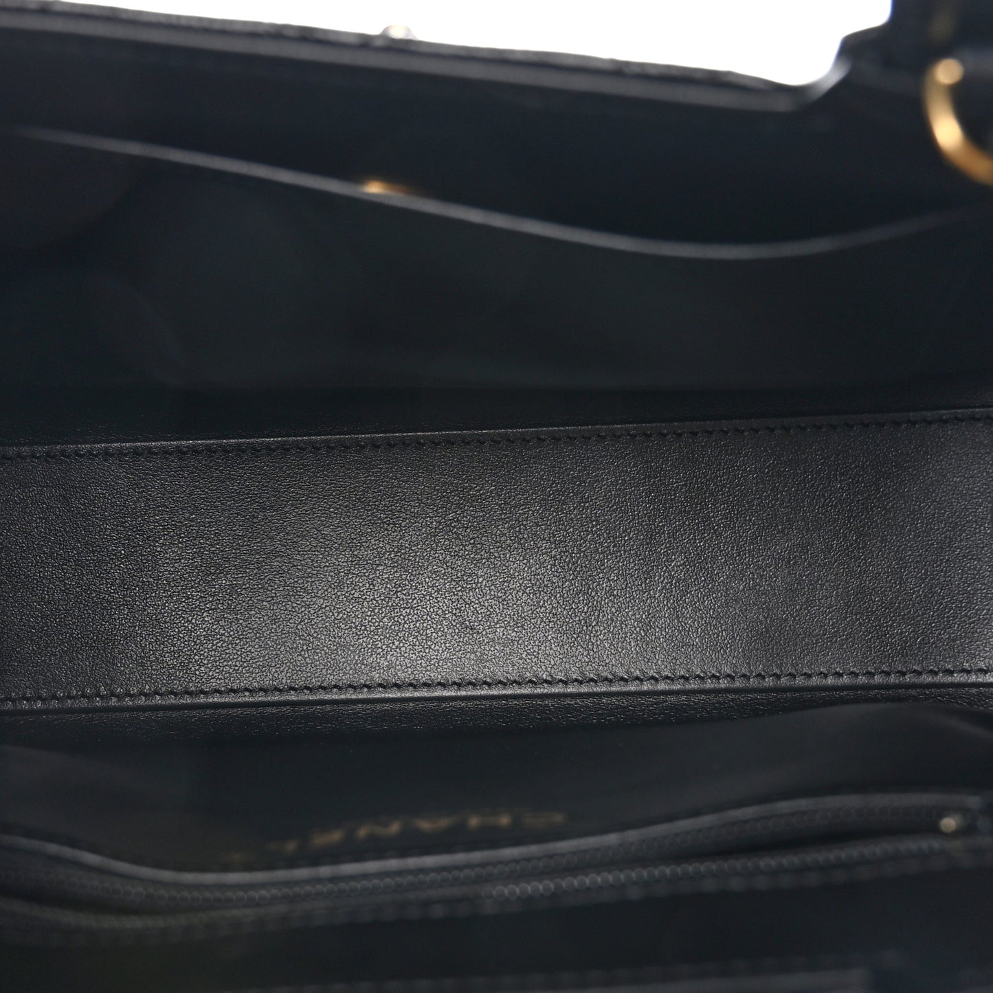 Shiny Aged Calfskin Quilted Nano Kelly Shopper Black