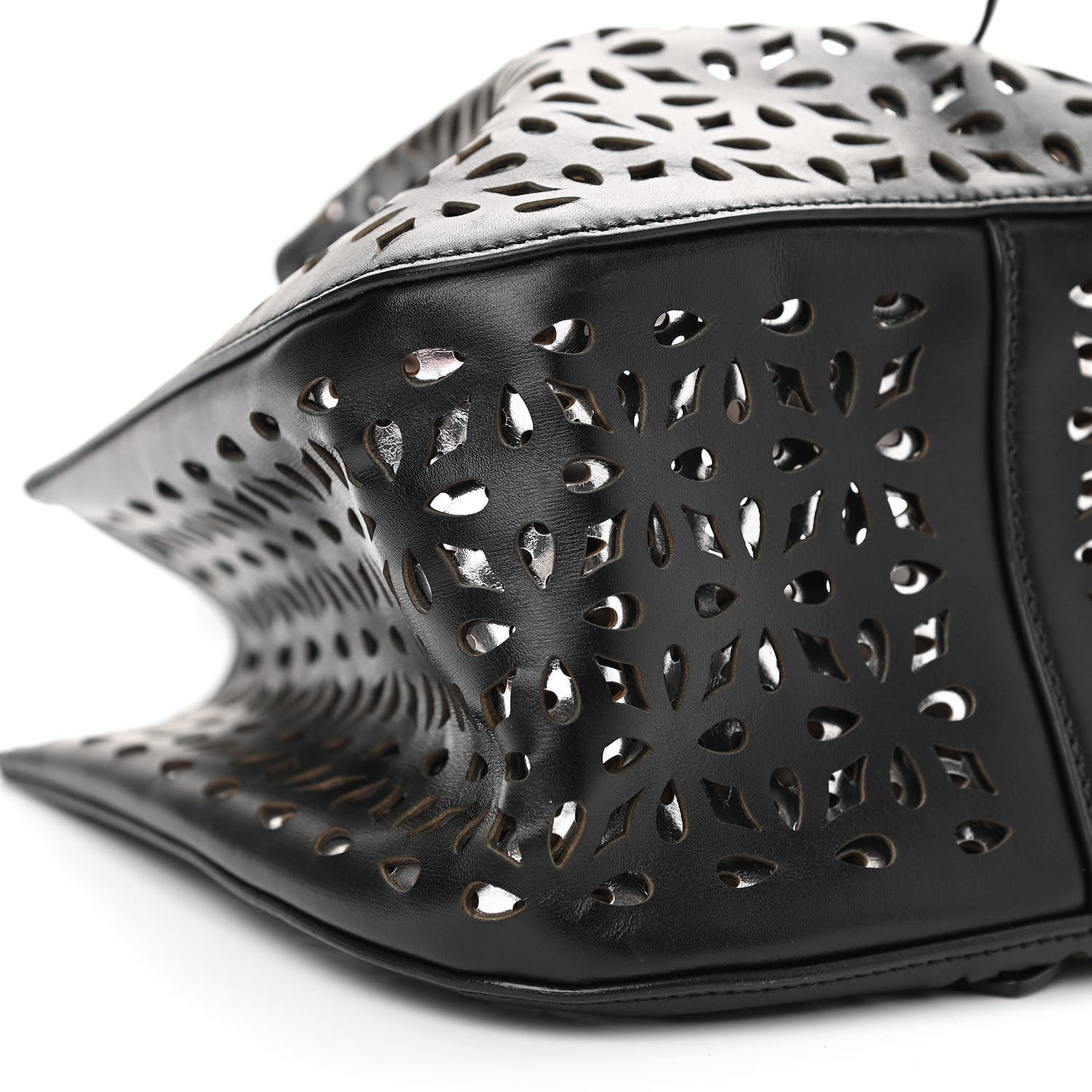 Alaia Calfskin Laser Cut Rose-Marie 19 Bag Black 6 of 10