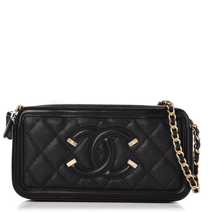 Chanel Caviar Quilted CC Filigree Clutch With Chain Black 1 of 10