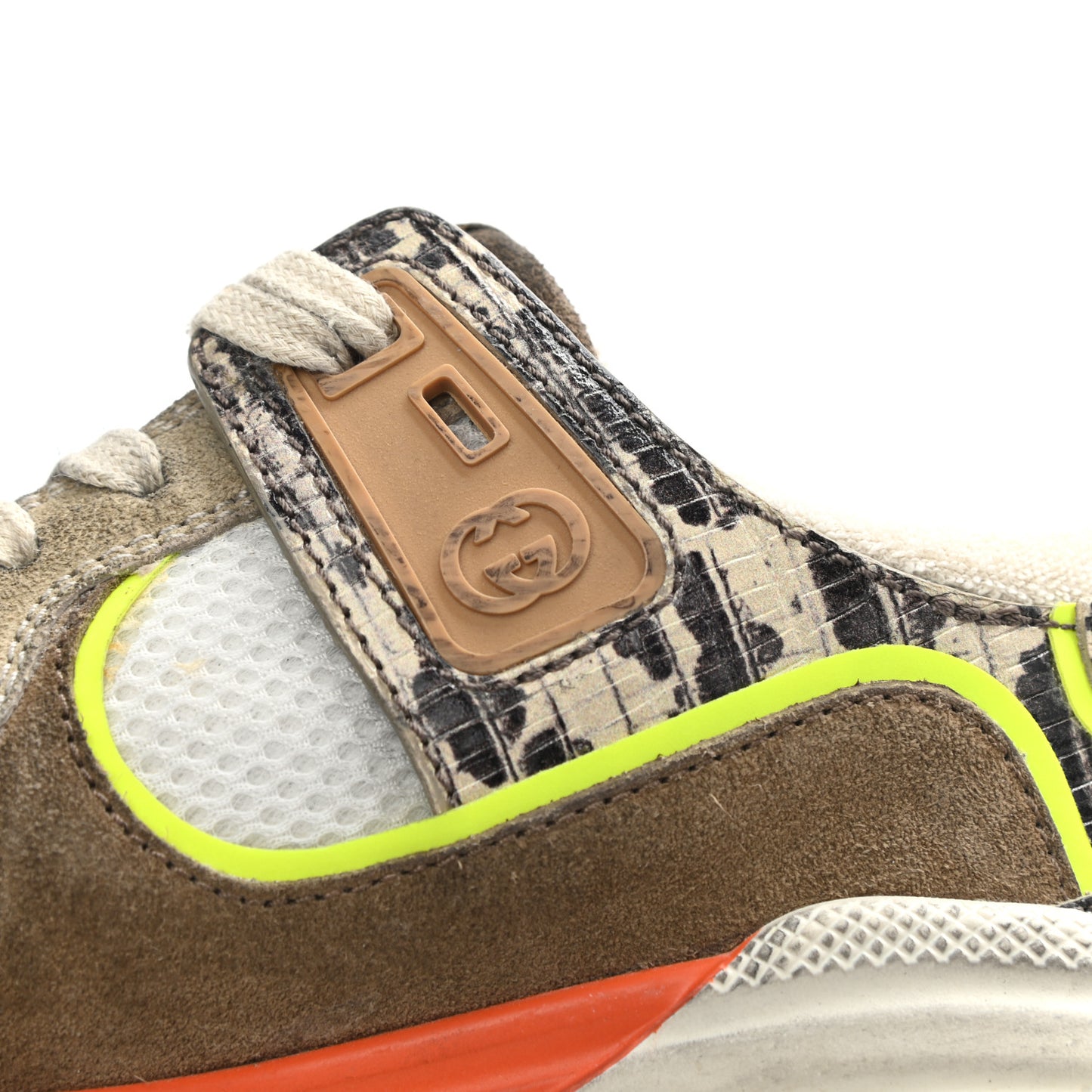 Suede Calfskin Tejus Printed Womens Ultrapace Sneakers 38 Natural Ardesia Neon Yellow