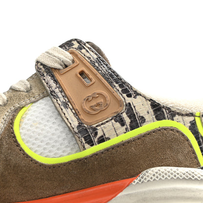 Gucci Suede Calfskin Tejus Printed Womens Ultrapace Sneakers 38 Natural Ardesia Neon Yellow 10 of 14