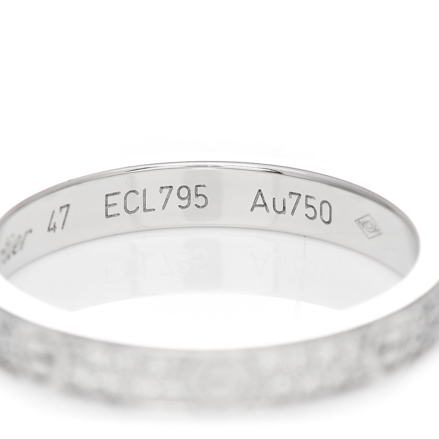 18K White Gold Diamond 2.6mm LOVE Paved Band Ring 47 4