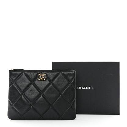 Chanel Goatskin Quilted Large Chanel 19 Cosmetic Case Black 10 of 10
