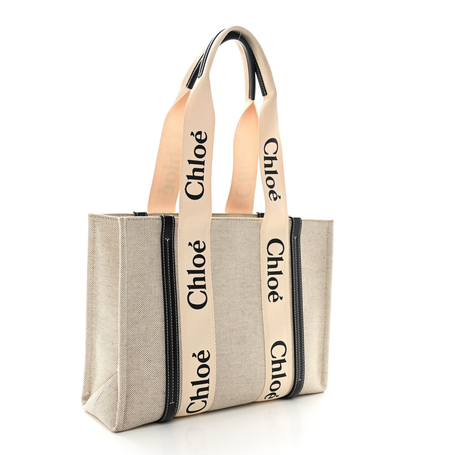 Chloe Cotton Calfskin Medium Woody Ribbon Tote White Blue 2 of 11