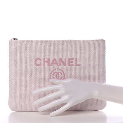 Chanel Lurex Canvas Medium Deauville Cosmetic Pouch Pink 2 of 8