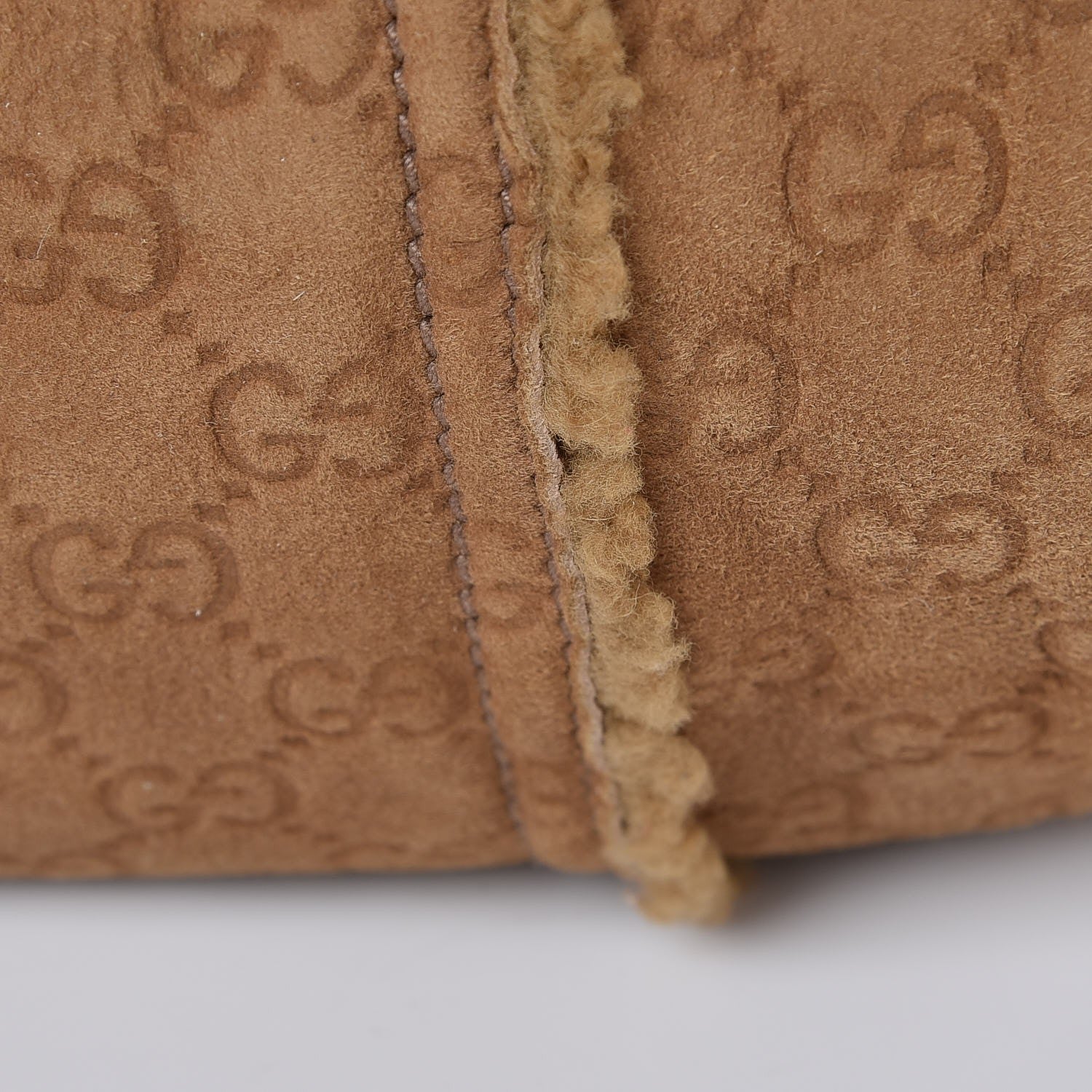 Gucci Suede Shearling Guccissima Large Jolicoeur Tote Tan 14 of 15