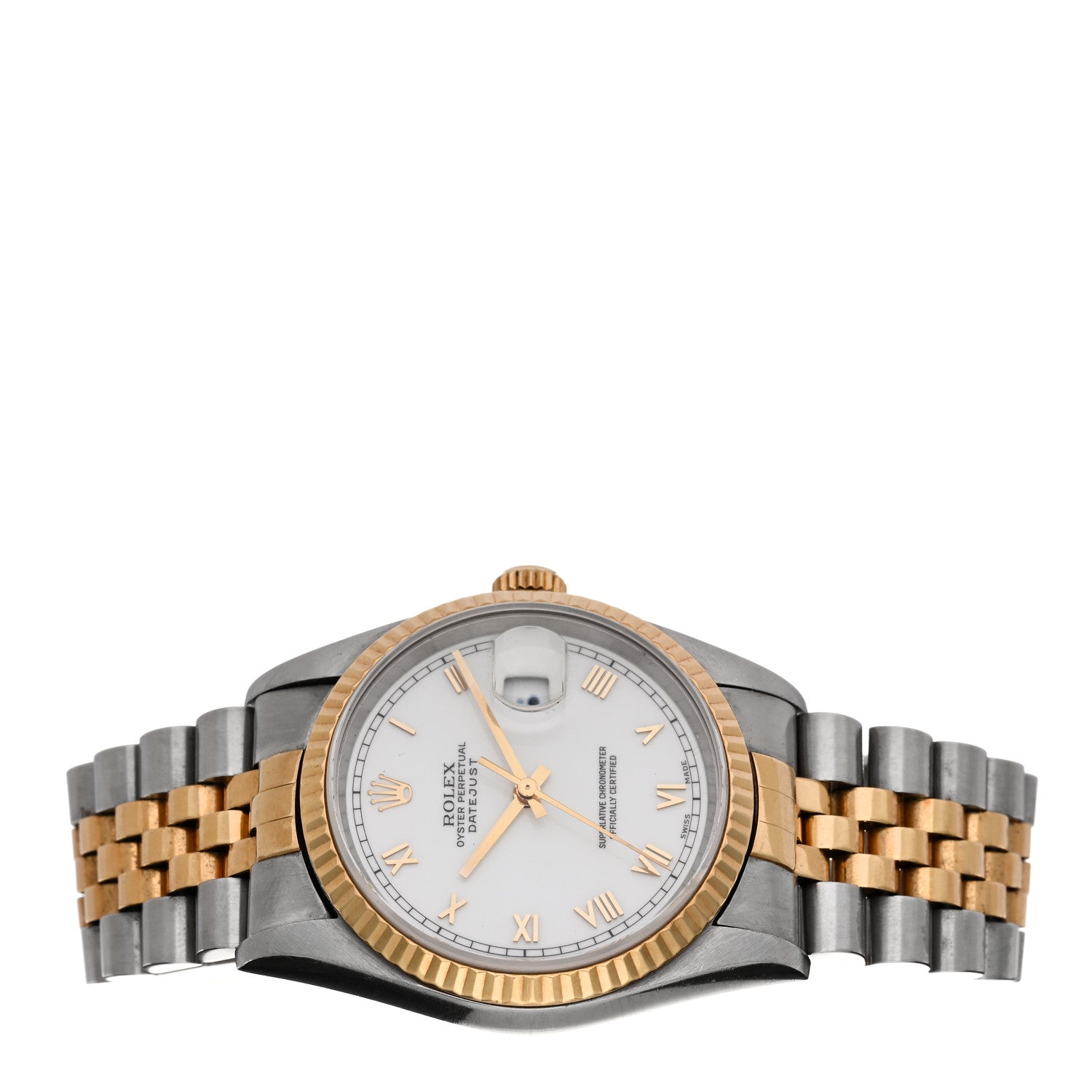 Rolex Stainless Steel 18K Yellow Gold 36mm Oyster Perpetual Datejust Watch White Roman 16233 2 of 4