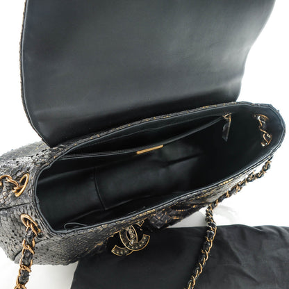 Chanel Metallic Python Hobo Black Gold 5 of 7