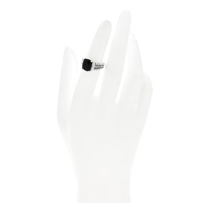 David Yurman Sterling Silver Diamond Black Onyx 10mm Petite Wheaton Ring 49 5 2 of 6