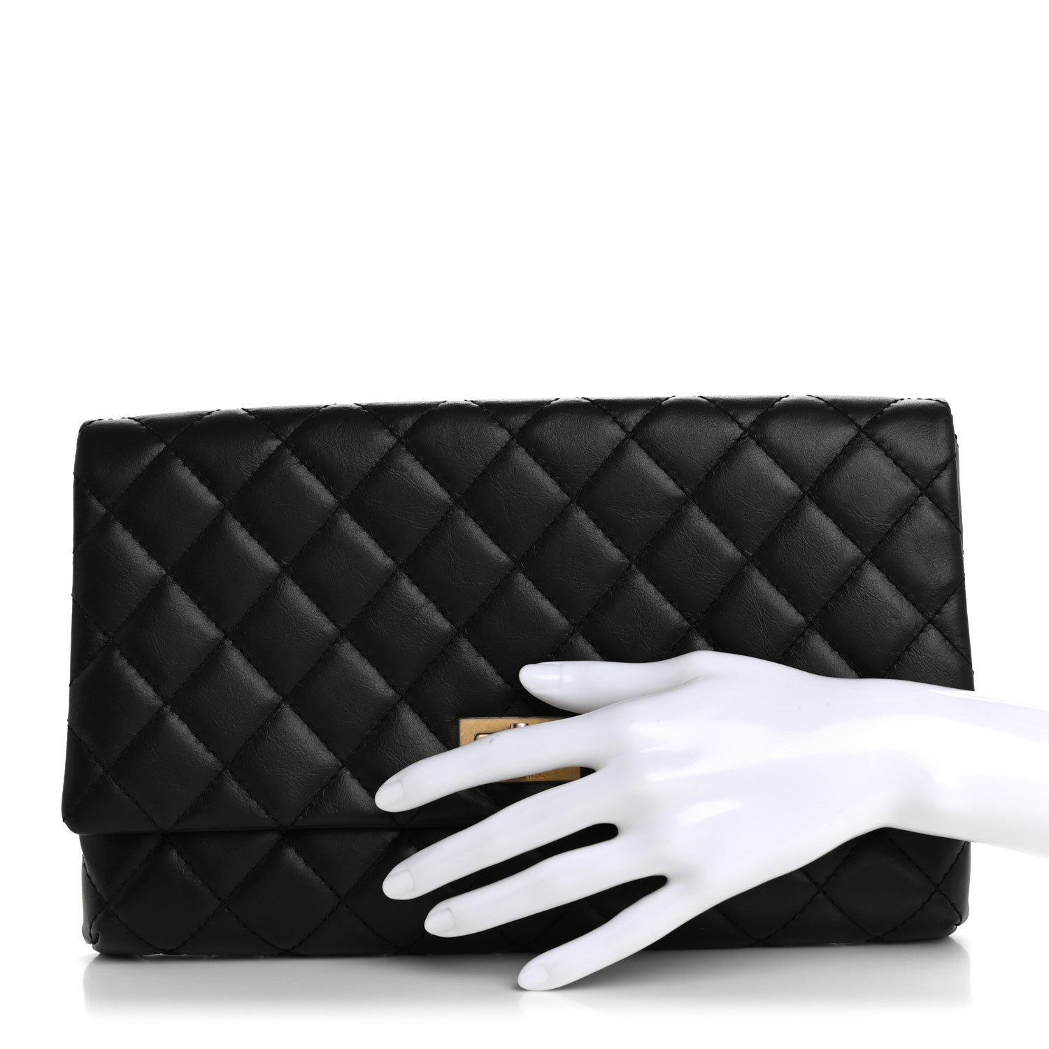 Chanel Aged Calfskin Quilted Reissue 2.55 Clutch Black 2 of 7