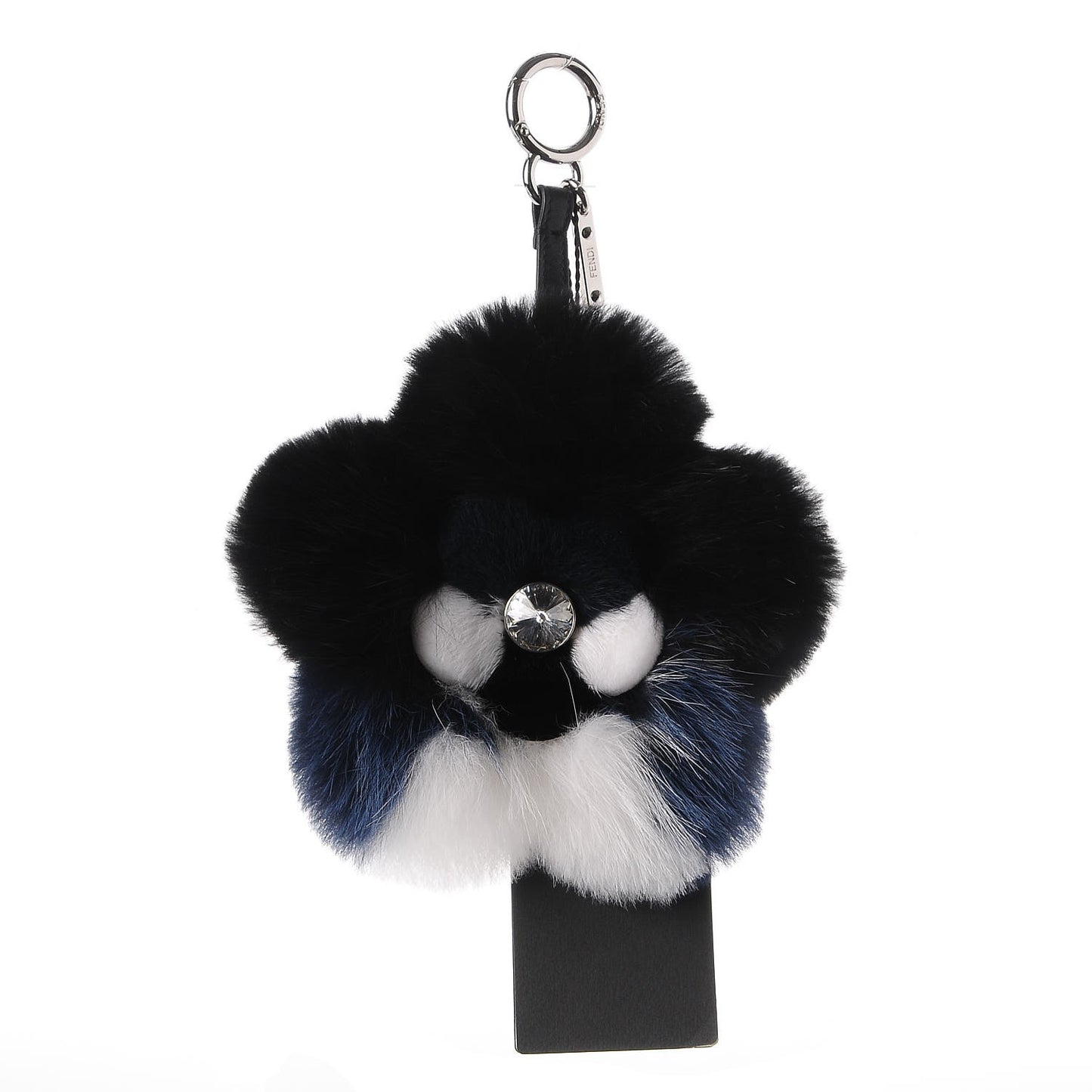 Fox Mink Fur Flowerland Bag Charm Black Blue White