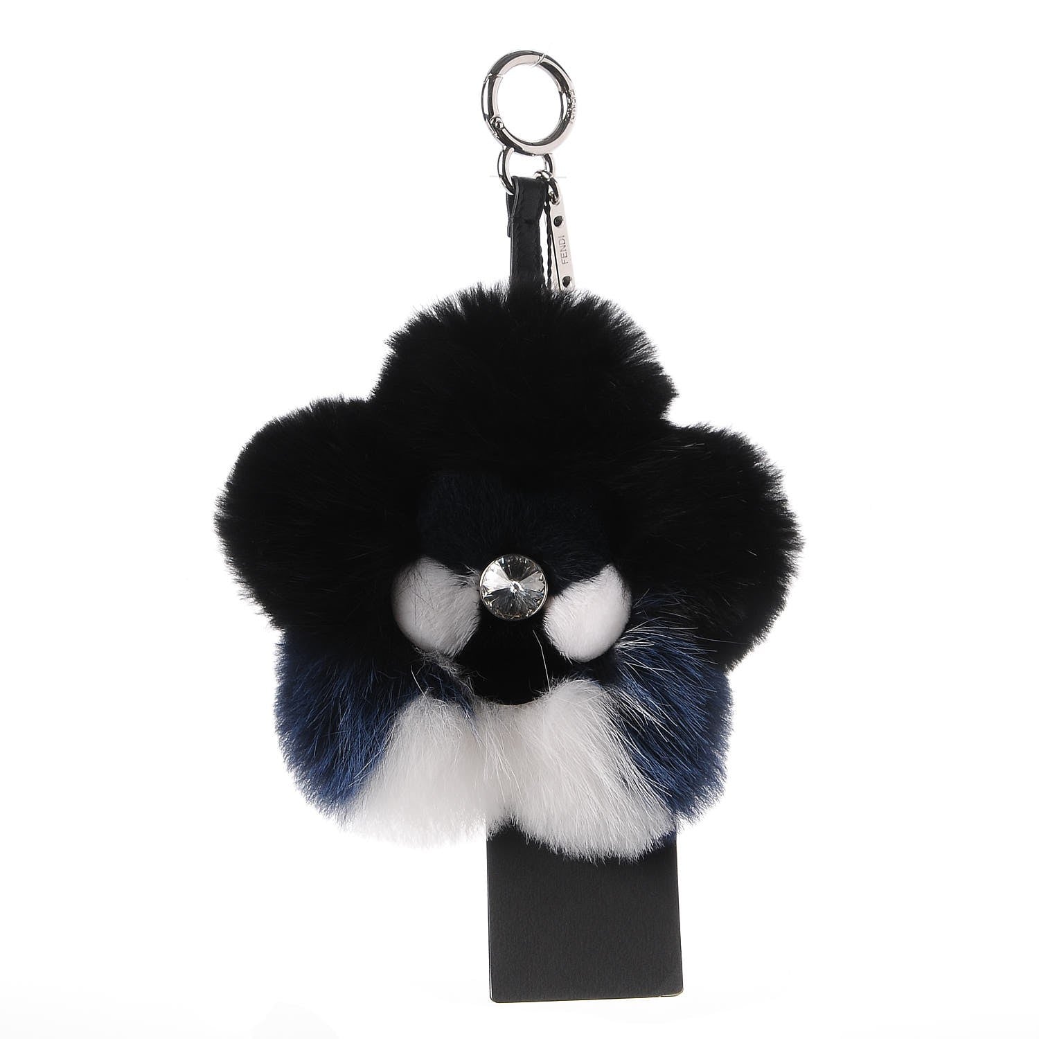 Fendi Fox Mink Fur Flowerland Bag Charm Black Blue White 1 of 4