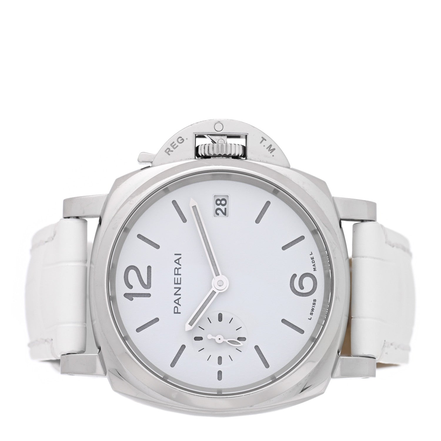 Panerai Stainless Steel Alligator 38mm Luminor Due Luna Rossa Automatic Watch White PAM01306 2 of 5