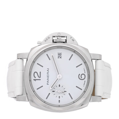 Panerai Stainless Steel Alligator 38mm Luminor Due Luna Rossa Automatic Watch White PAM01306 2 of 5
