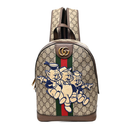 Gucci X DISNEY GG Supreme Monogram Web Three Little Pigs Ophidia Dome Backpack Beige New Acero 1 of 10