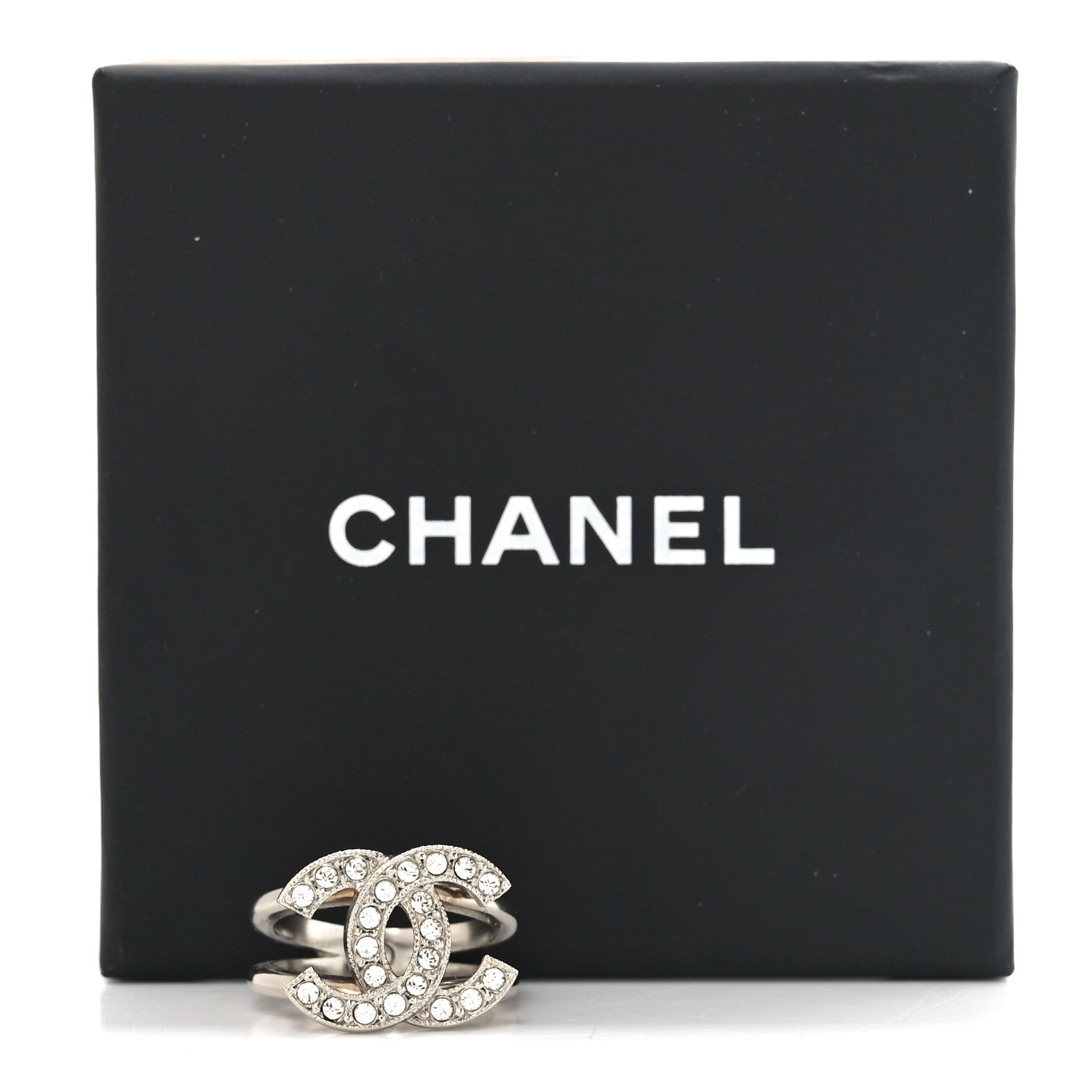 Chanel Crystal CC Ring 54 7 Silver 5 of 5