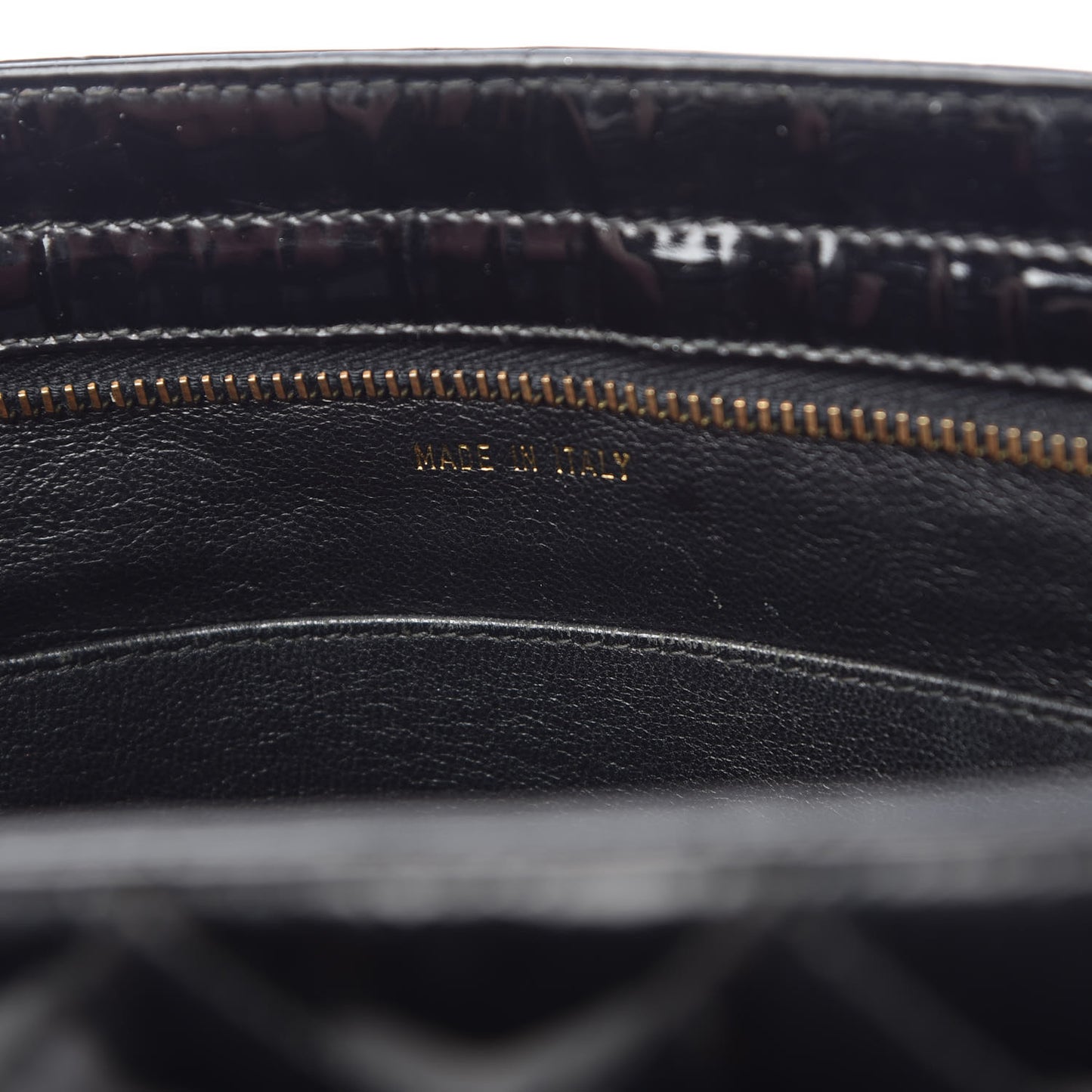Patent Quilted Tote Black
