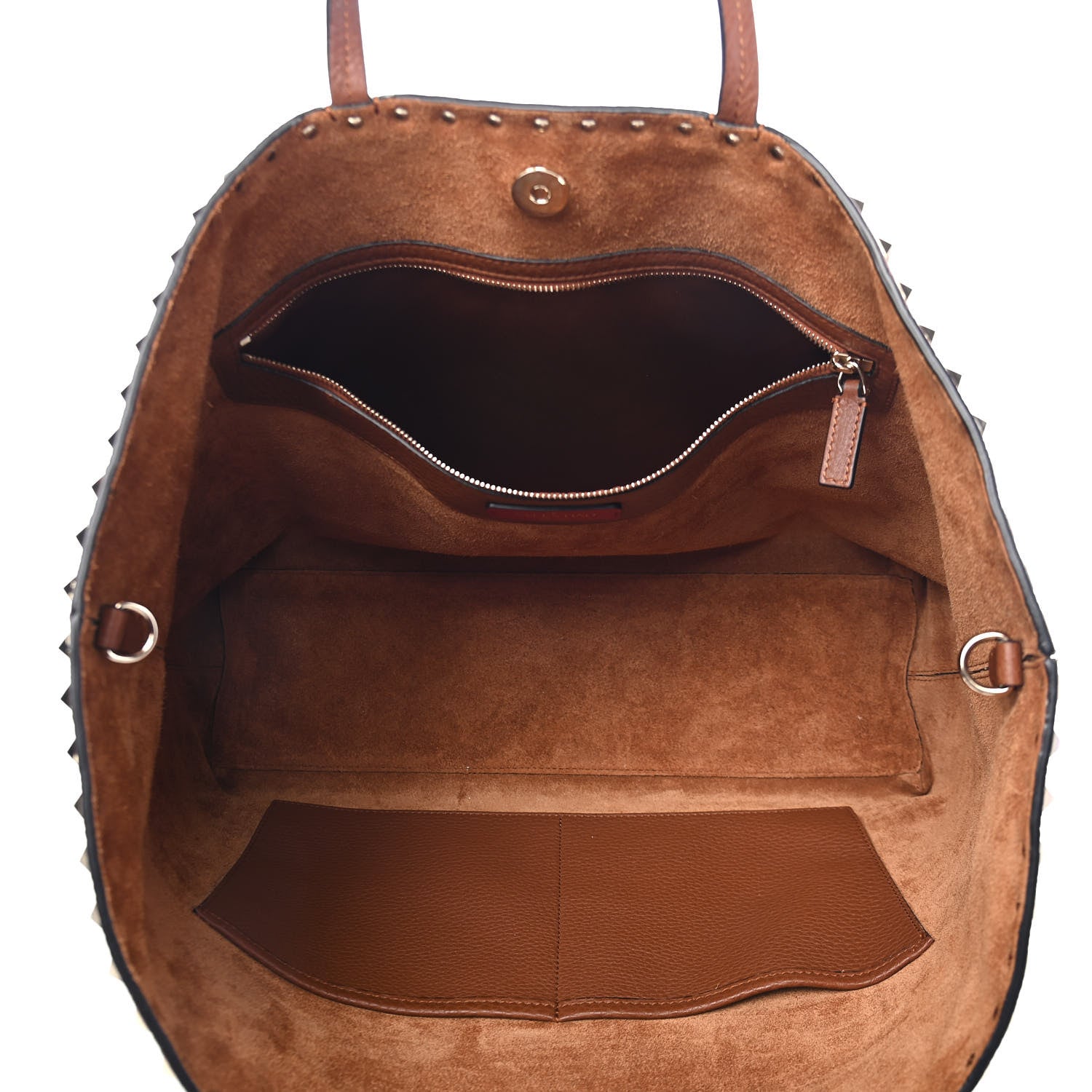 Valentino Garavani Grained Calfskin Rockstud Shoulder Tote Bright Cognac 5 of 8