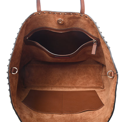 Valentino Garavani Grained Calfskin Rockstud Shoulder Tote Bright Cognac 5 of 8
