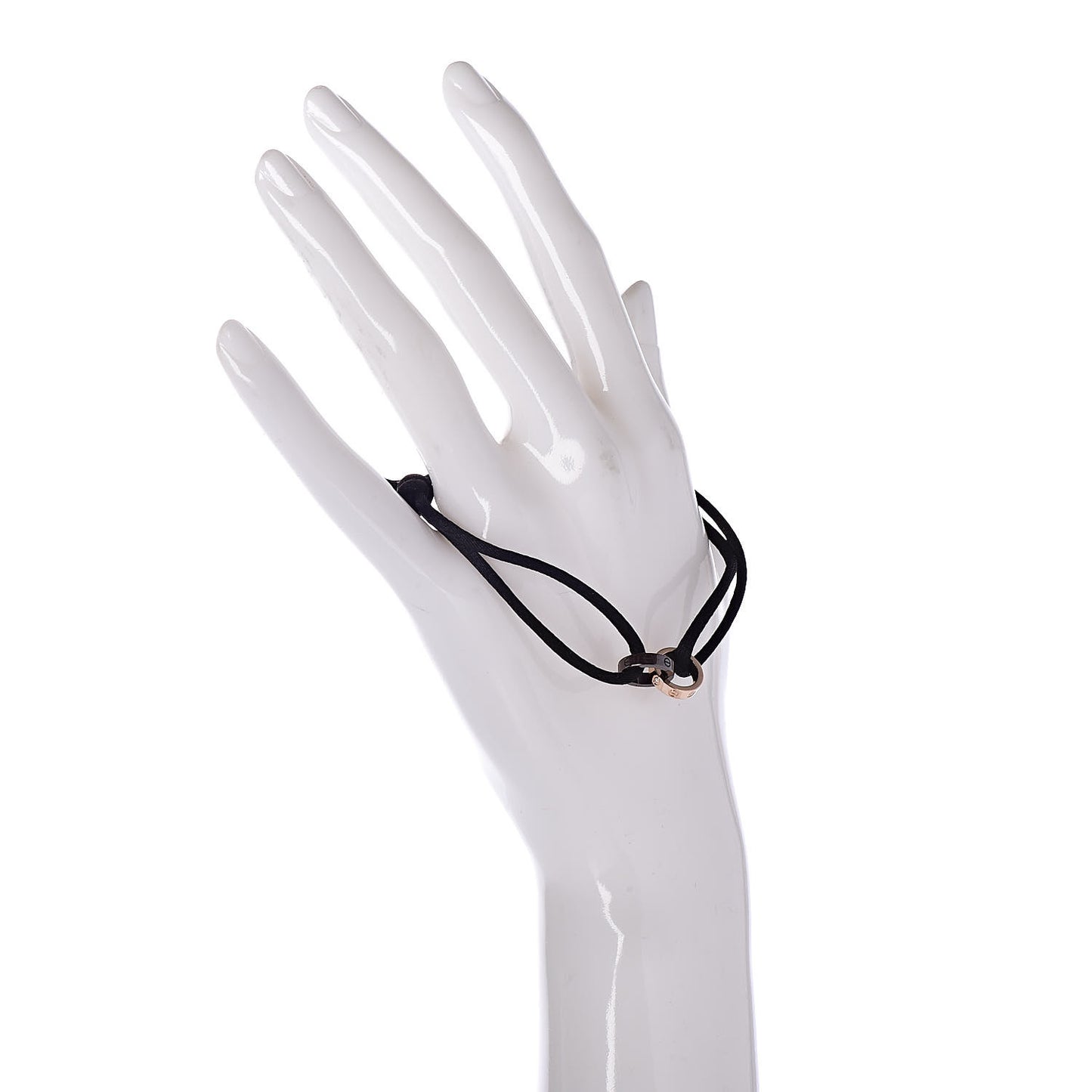 18K Pink Gold Ceramic 4 Diamond LOVE Cord Bracelet Black