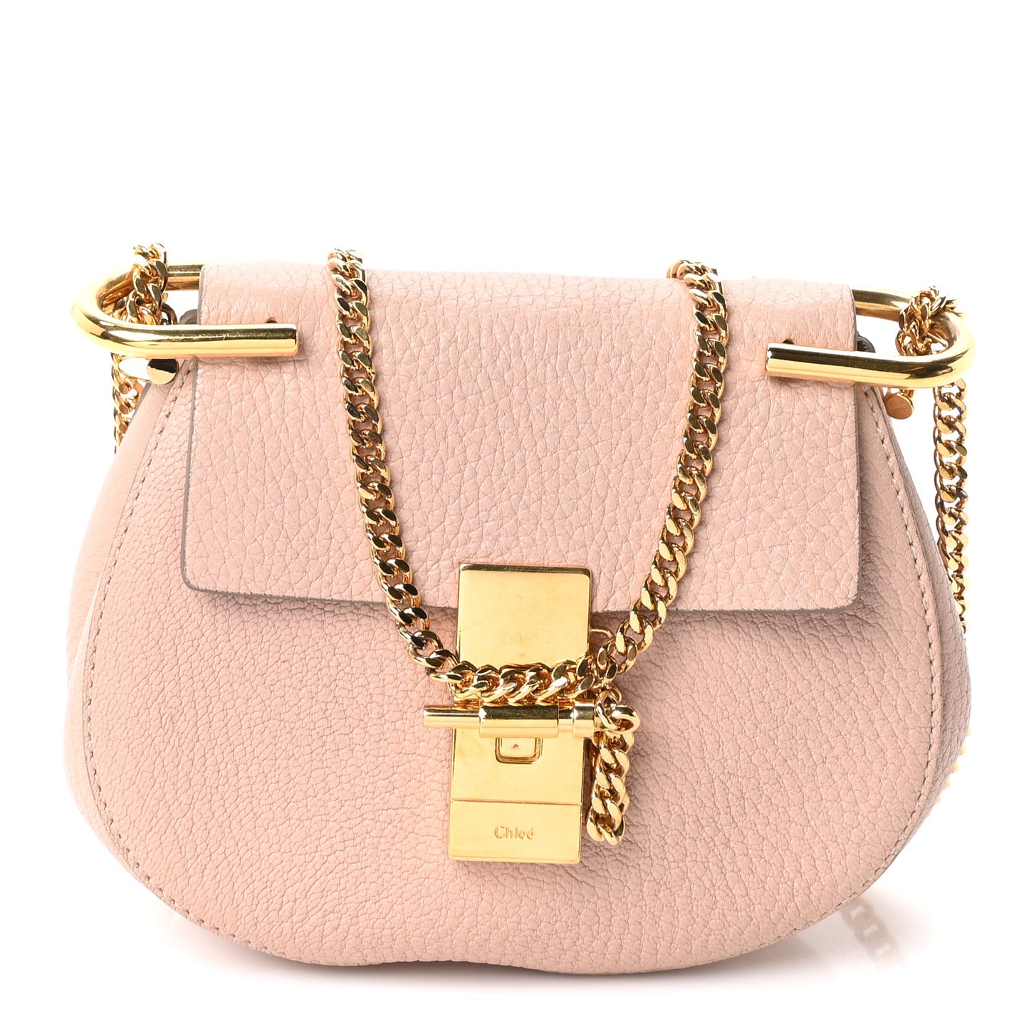 Grained Lambskin Mini Drew Shoulder Bag Cement Pink