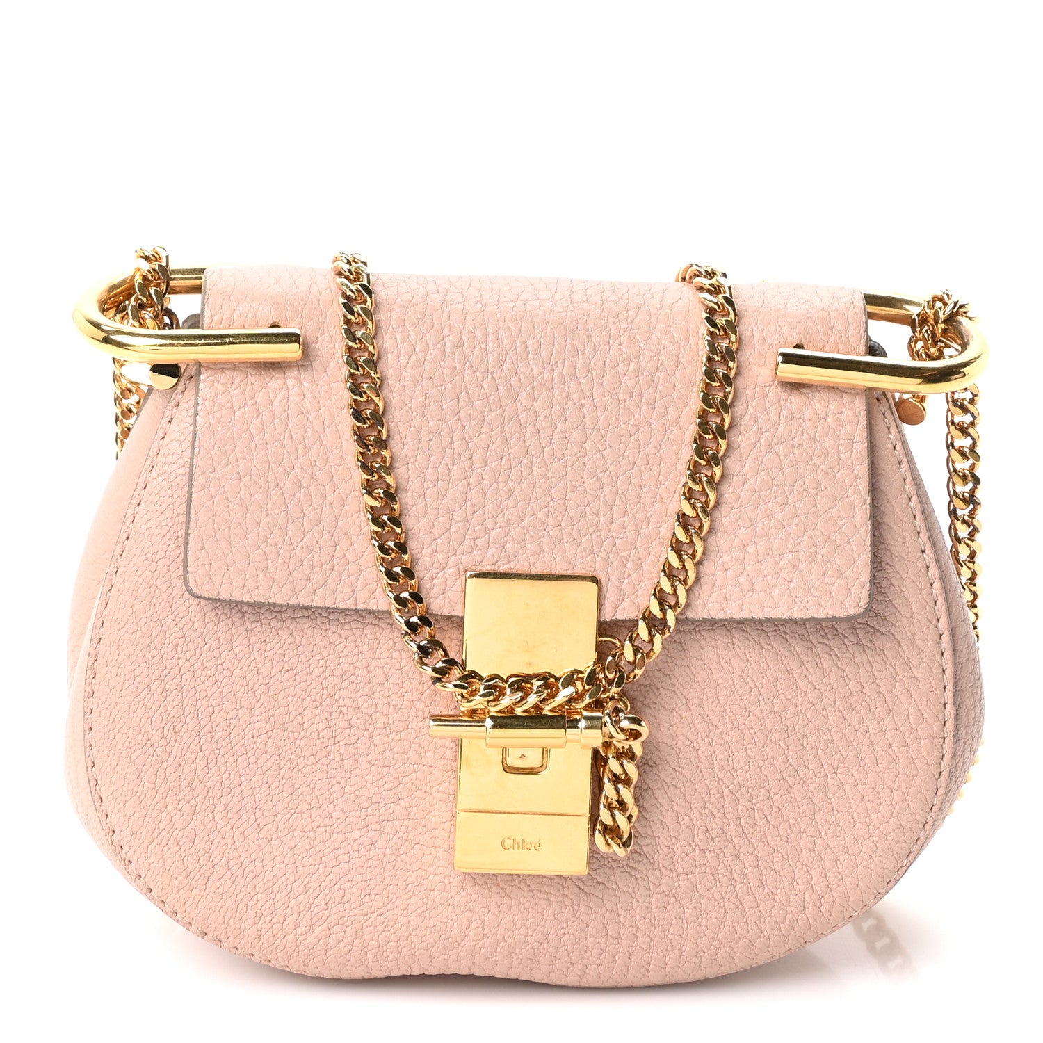 Chloe Grained Lambskin Mini Drew Shoulder Bag Cement Pink 1 of 9
