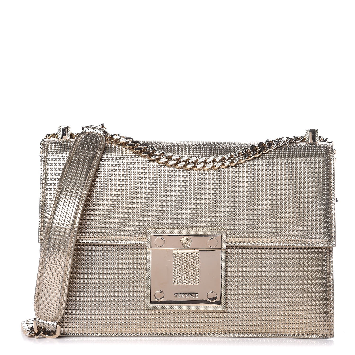 Versace Metallic Diamante Flap Shoulder Bag Gold 1 of 6