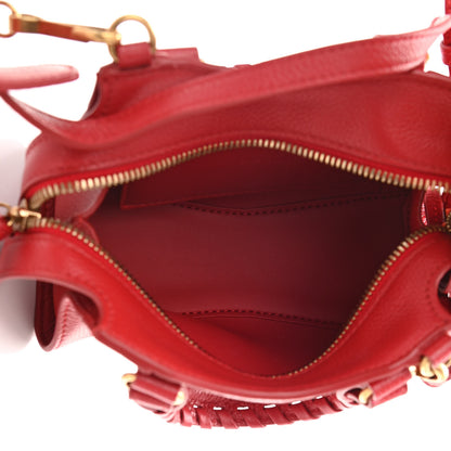 Balenciaga Grained Calfskin Neo Classic Gold Hardware Nano City Crossbody Medium Red 5 of 14