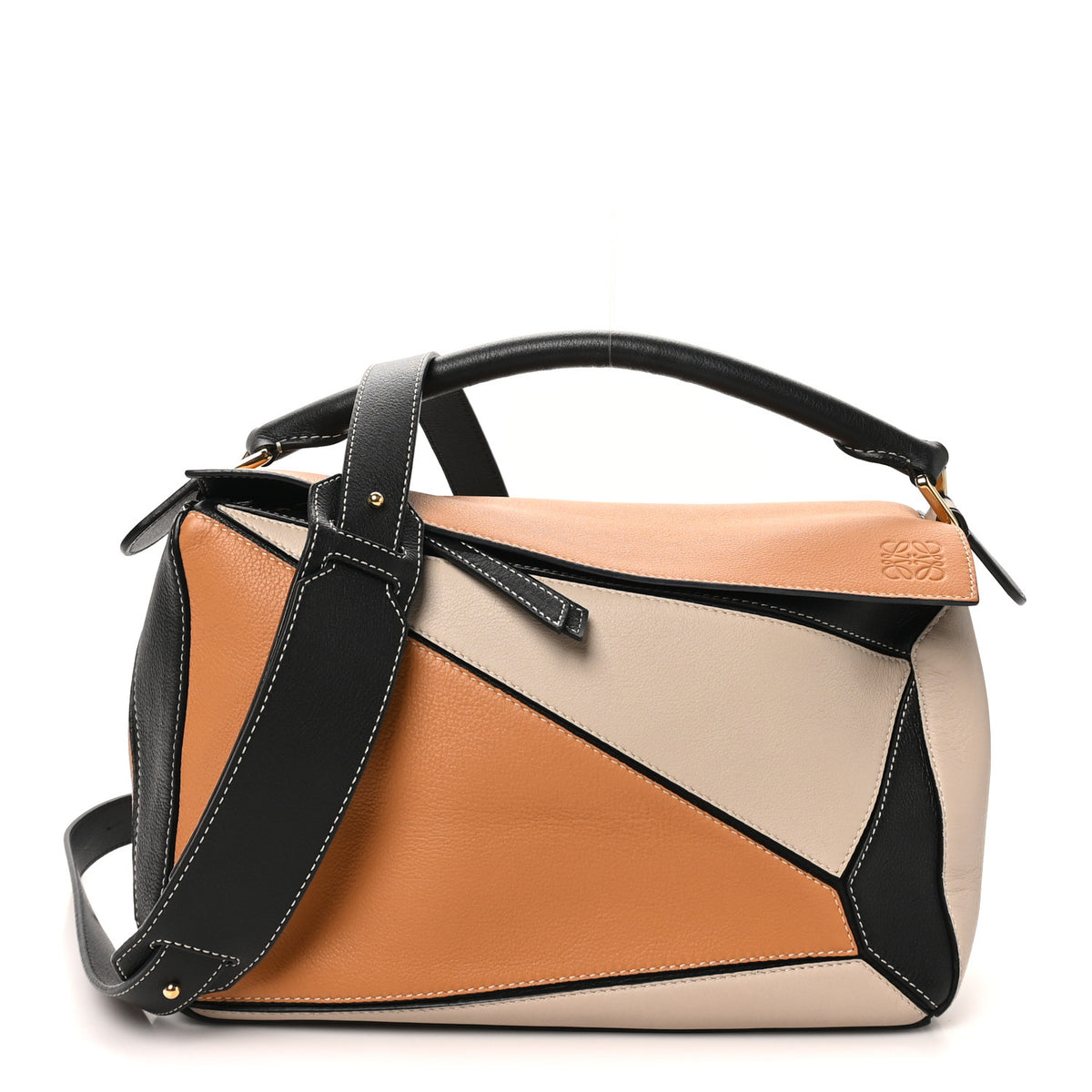 Loewe Grained Calfskin Medium Puzzle Bag Amber Light Oat 1 of 9