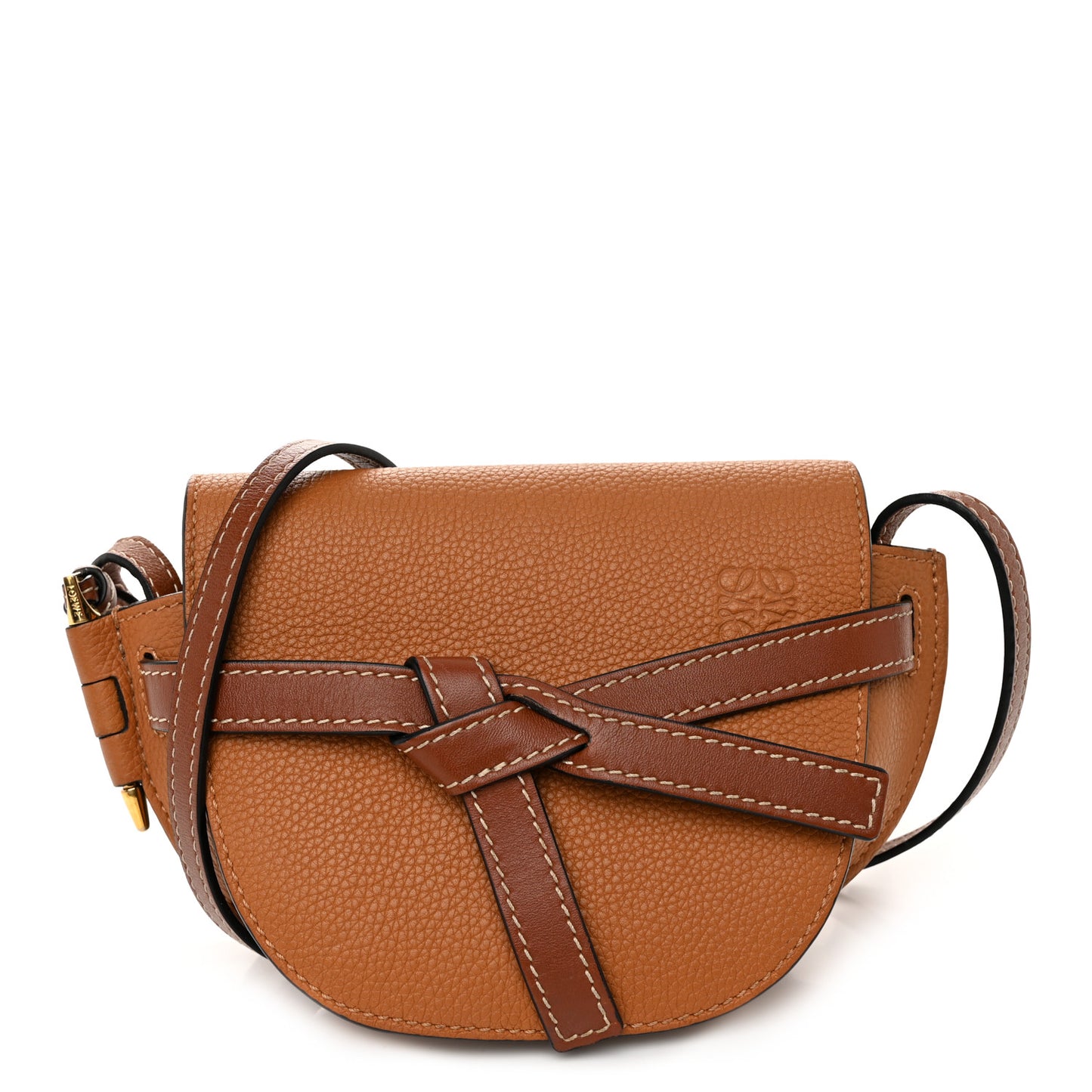 Grained Calfskin Mini Gate Crossbody Bag Caramel Pecan