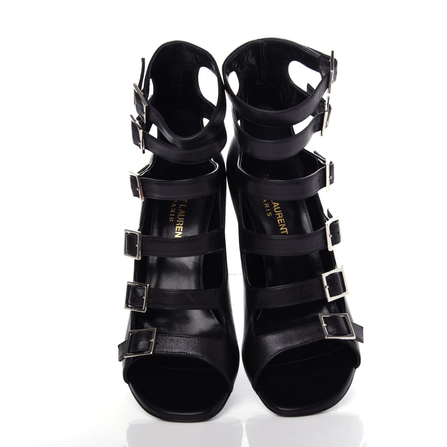 Saint Laurent Calfskin Babies 90 Multi Strap Sandal 37.5 Black 5 of 11