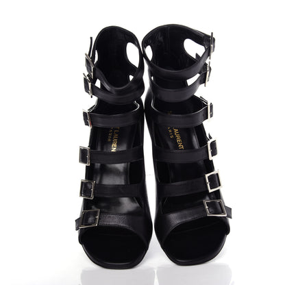 Saint Laurent Calfskin Babies 90 Multi Strap Sandal 37.5 Black 5 of 11