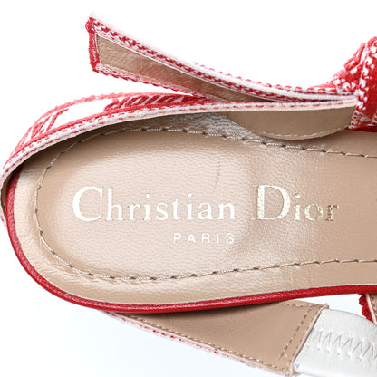 Christian Dior Cotton Ribbon Dioramour D-Royaume J'Adior Slingback 65mm Pumps 35 White Deep Red 8 of 8