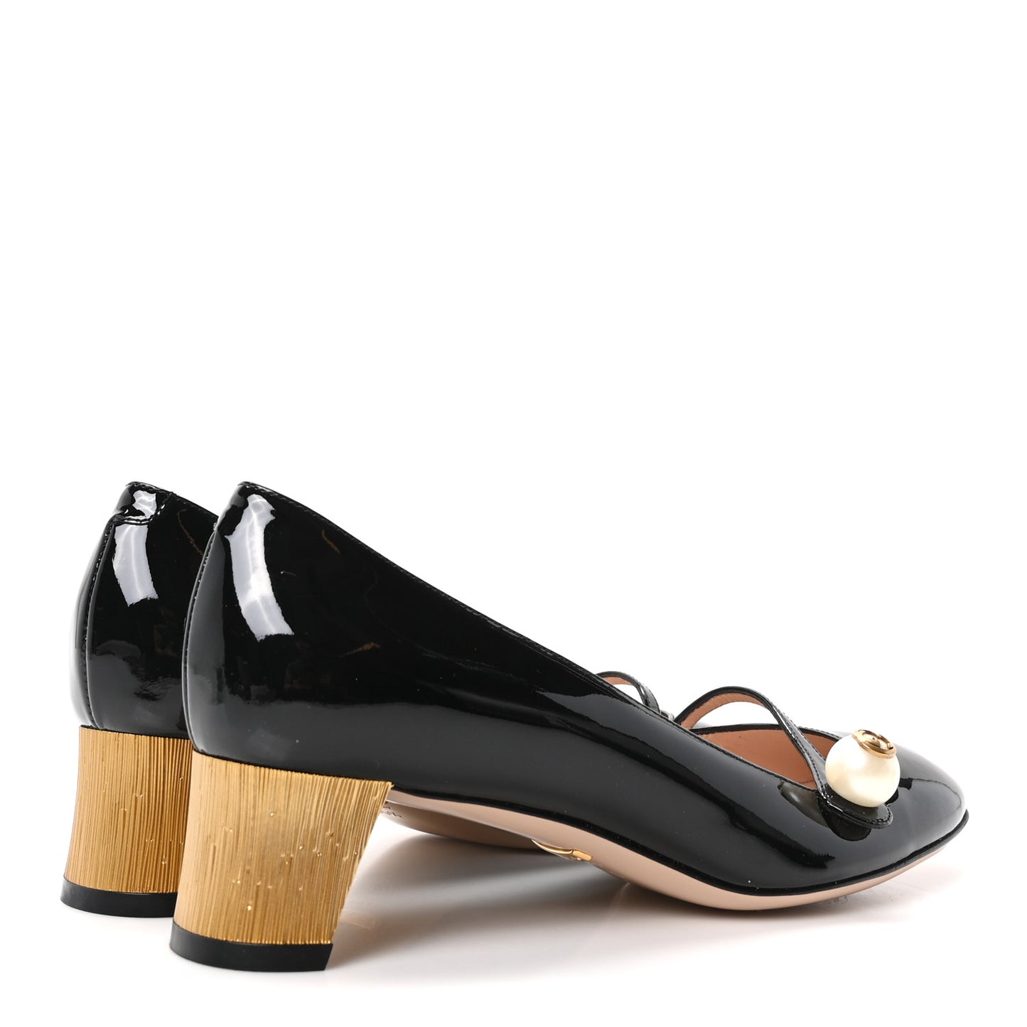 Vernice Crystal Pearl Embellished Mary Jane Pumps 35.5 Black
