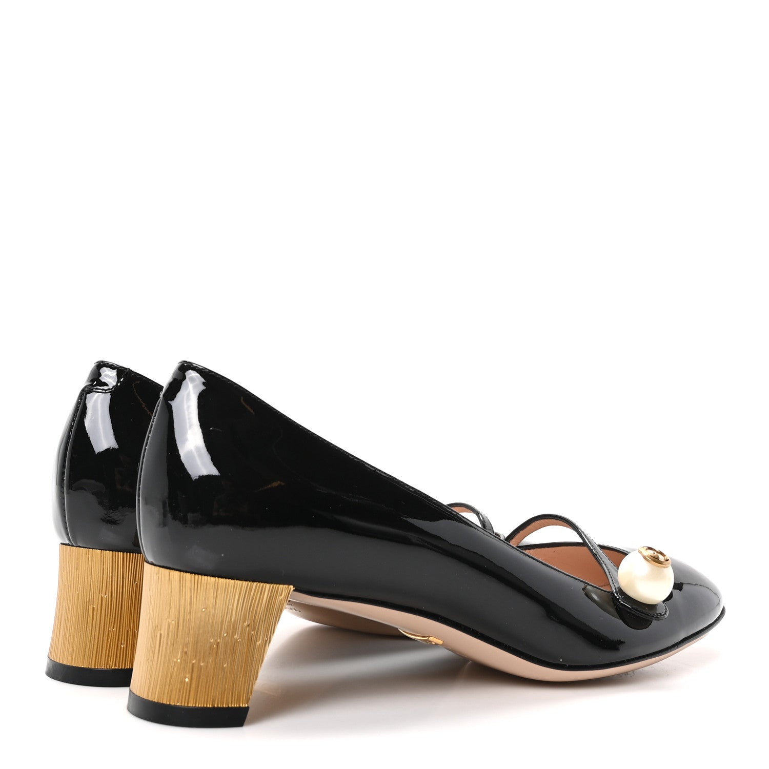 Gucci Vernice Crystal Pearl Embellished Mary Jane Pumps 35.5 Black 5 of 10