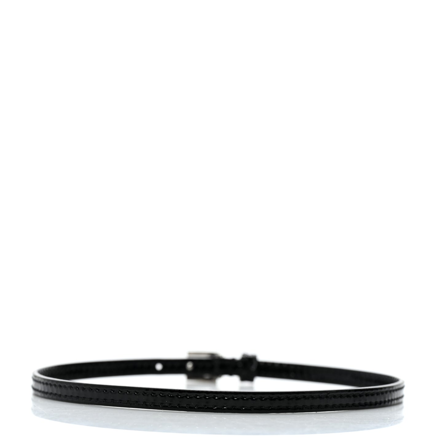 Patent Crystal G Buckle Choker Black