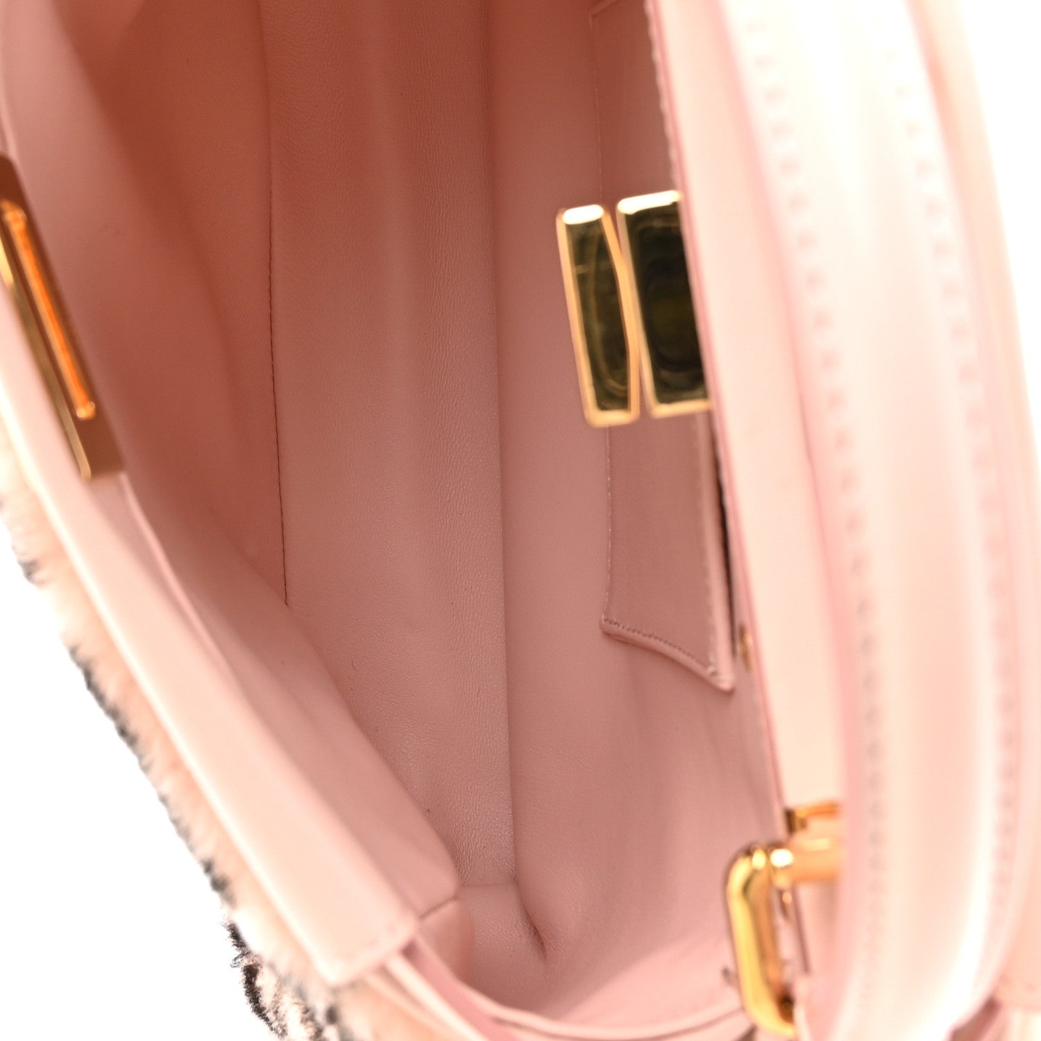 Fendi Shearling Nappa Macro FF 1974 Mini Peekaboo Iconic Satchel White Ice Cuoio Miele Scuro 6 of 11