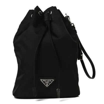 Prada Saffiano Tessuto Nylon Vela Bucket Wristlet Black 1 of 15